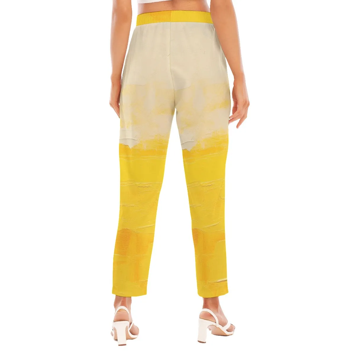 All-Over Print Women's Loose Straight-leg Pants 82 yellow abstract, print