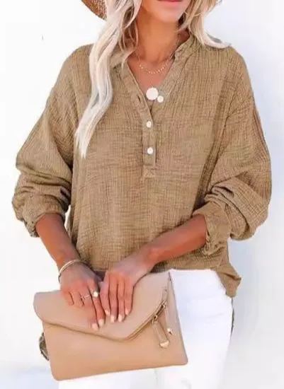 AYLA  Casual V-Neck Blouse