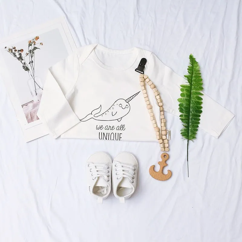 Baby's Letter Print Long-sleeve Bodysuit Romper