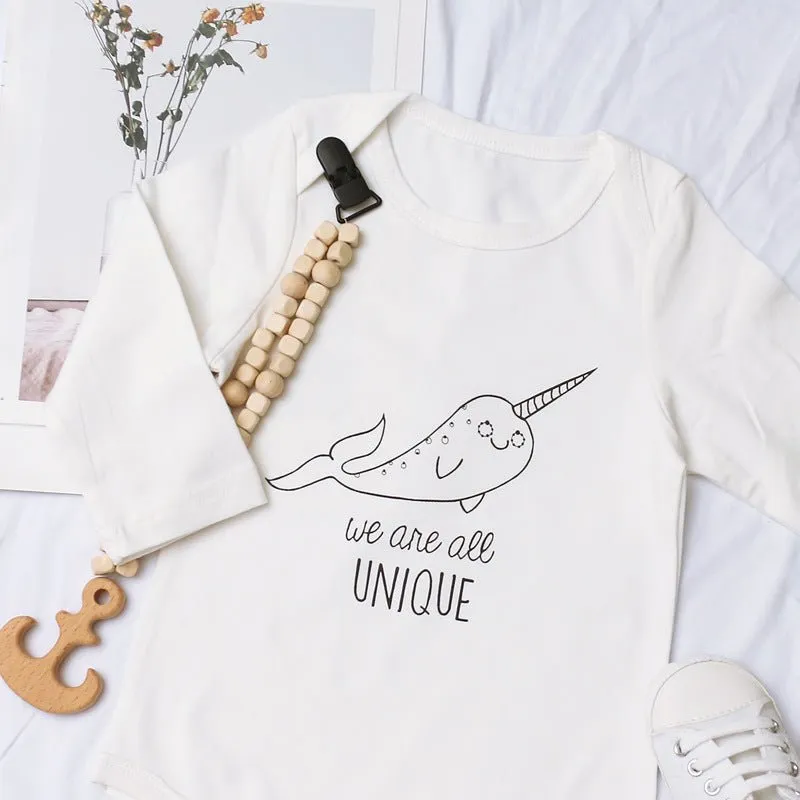 Baby's Letter Print Long-sleeve Bodysuit Romper