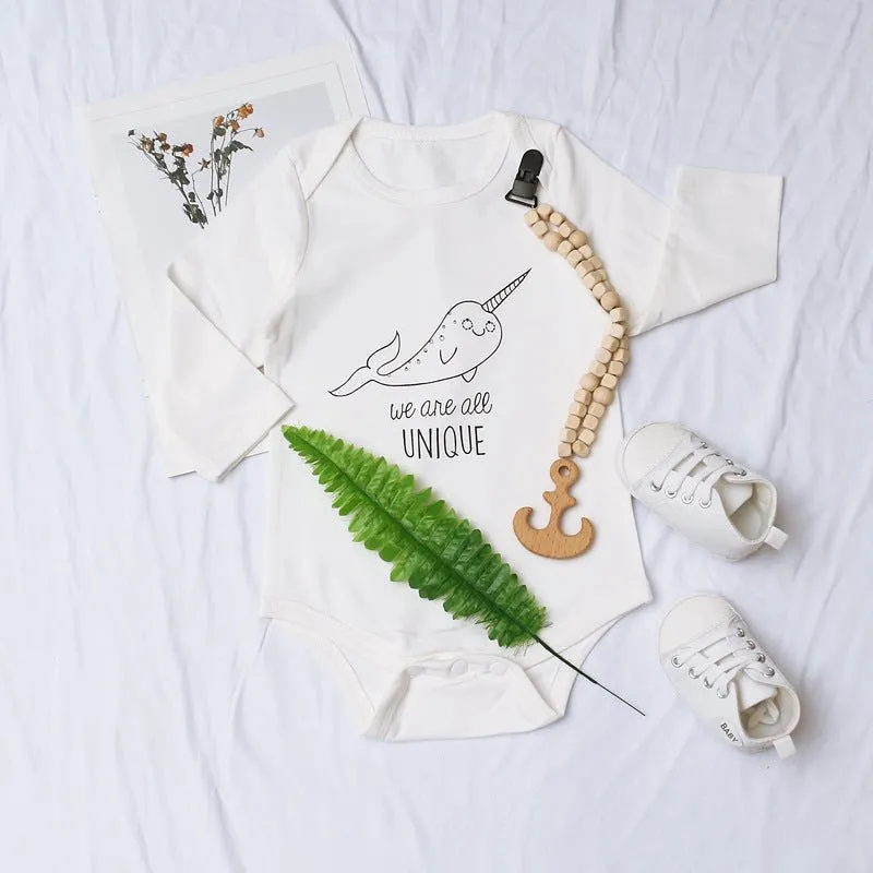 Baby's Letter Print Long-sleeve Bodysuit Romper