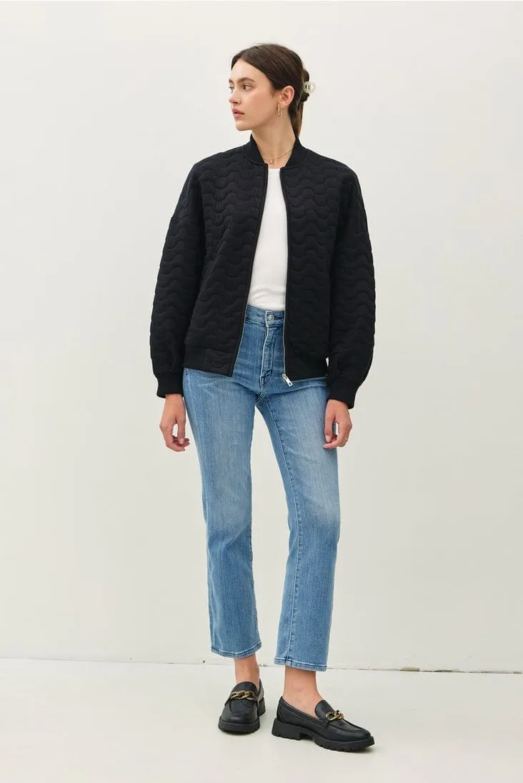 Be Cool Quilted Zip Up Bomber Jacket