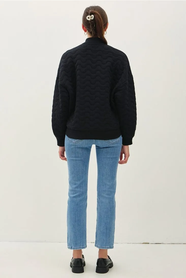 Be Cool Quilted Zip Up Bomber Jacket
