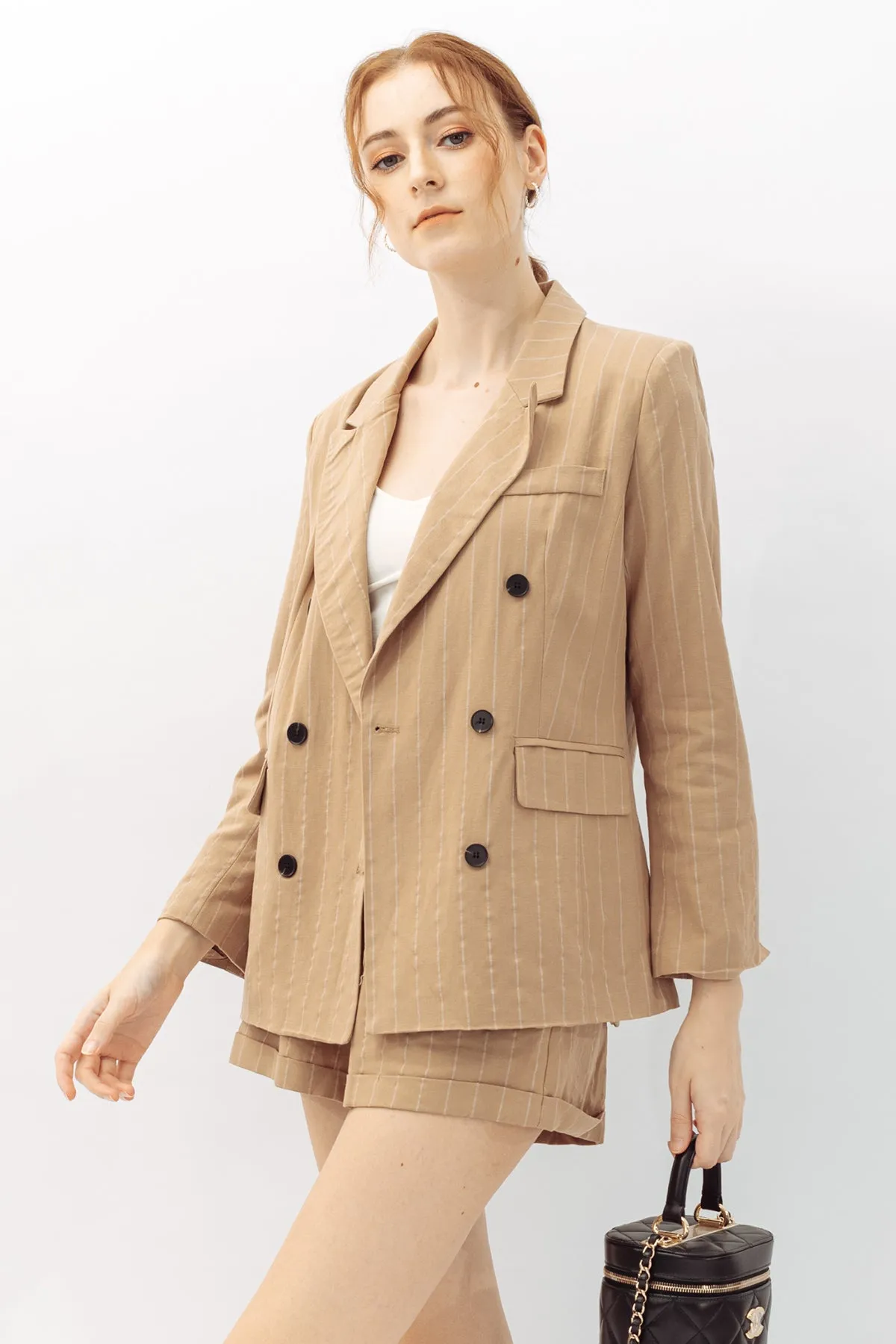 Betheny Pinstripe Blazer & Short Suit Set