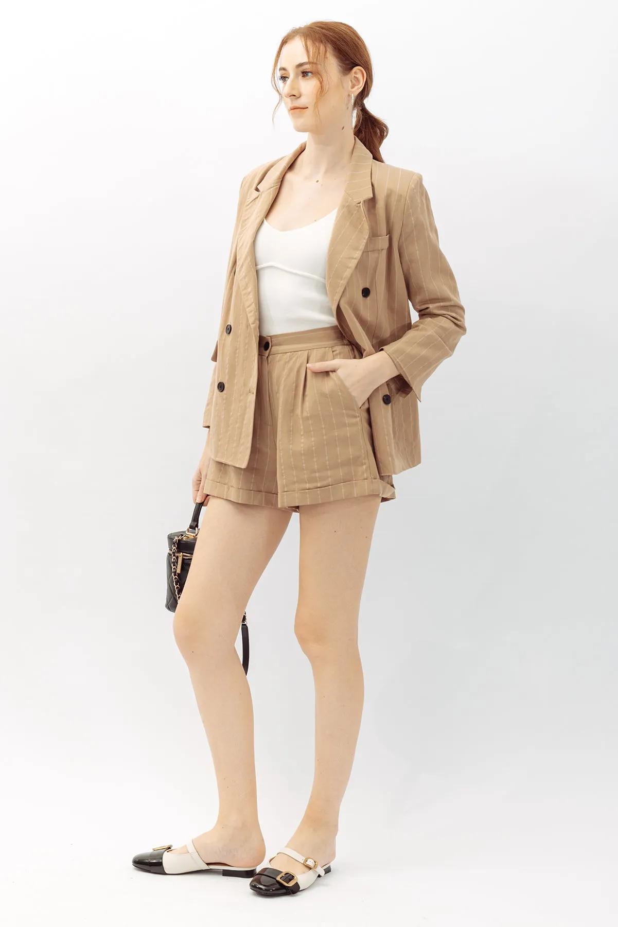 Betheny Pinstripe Blazer & Short Suit Set