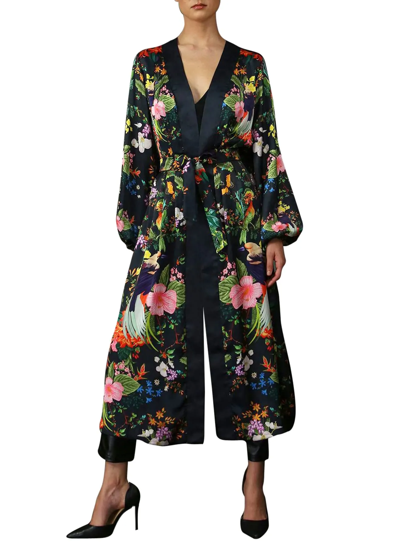 Black Silk Robe Womens