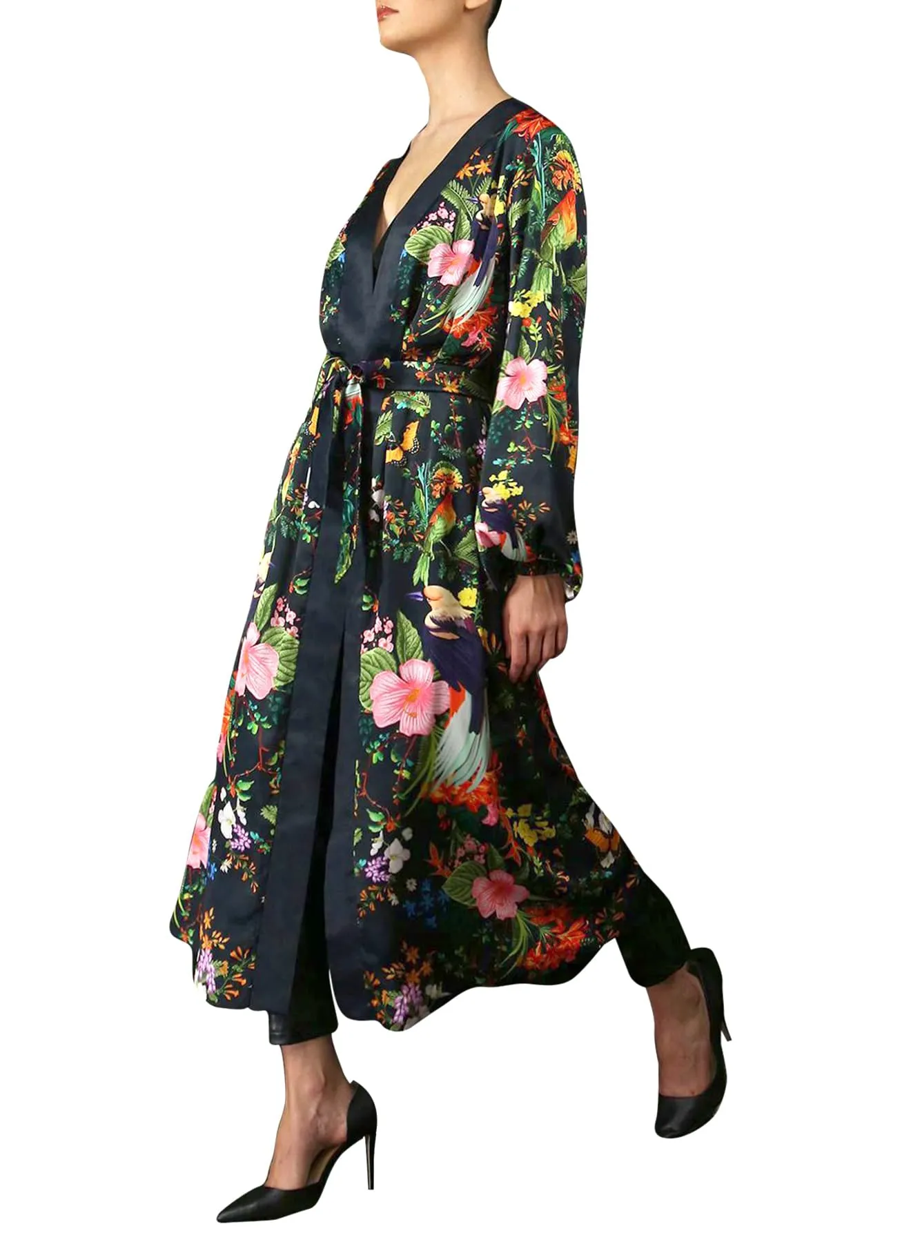 Black Silk Robe Womens