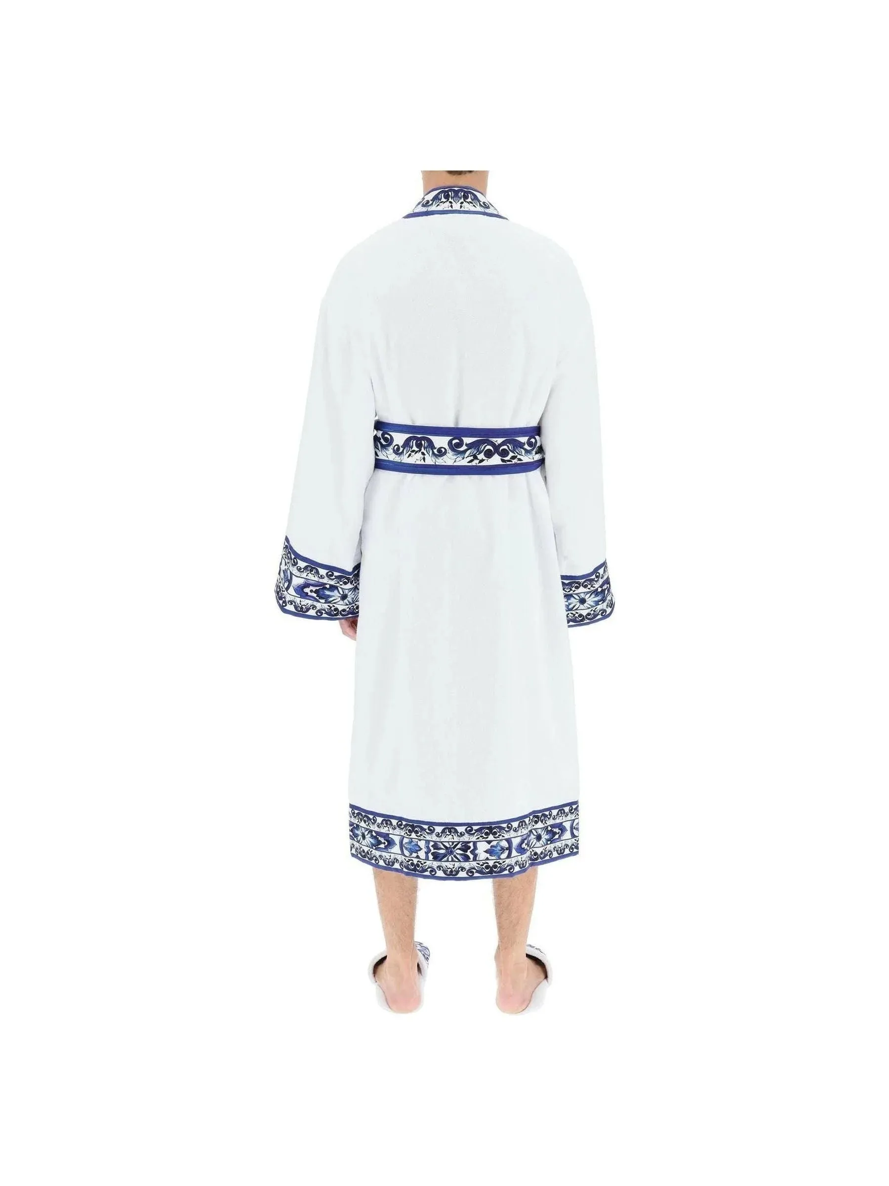 Blu Mediterraneo Floral Trim Bathrobe