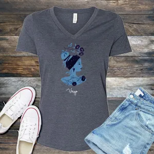 Blue Simple Virgo  V-Neck