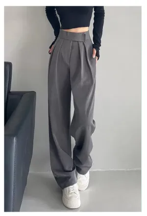 Brown Wide Leg Women Classic Suit Pants