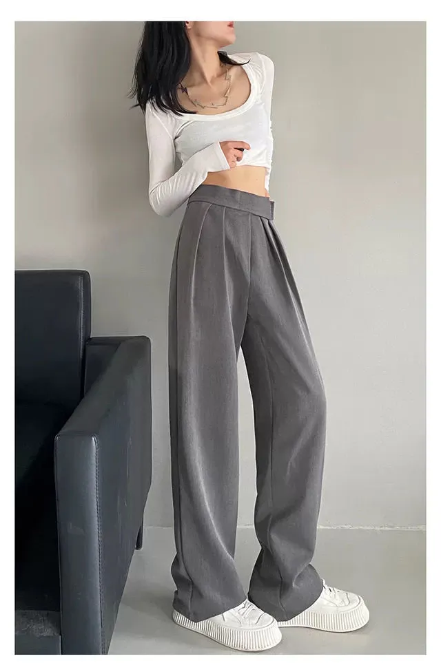 Brown Wide Leg Women Classic Suit Pants