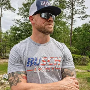 Busch Light '90s USA Flag Logo T-Shirt