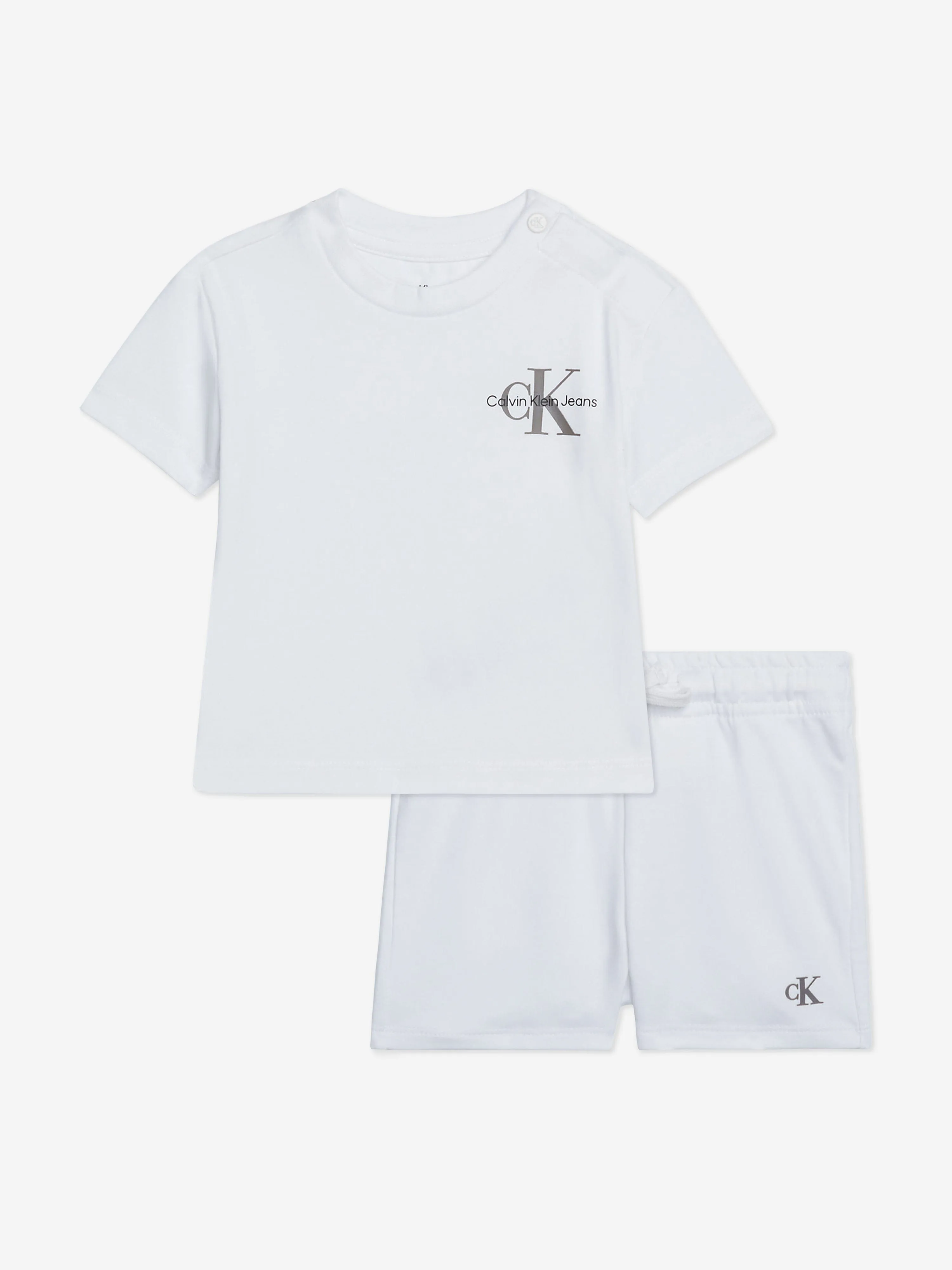 Calvin Klein Baby Monogram Logo Shorts Set in White