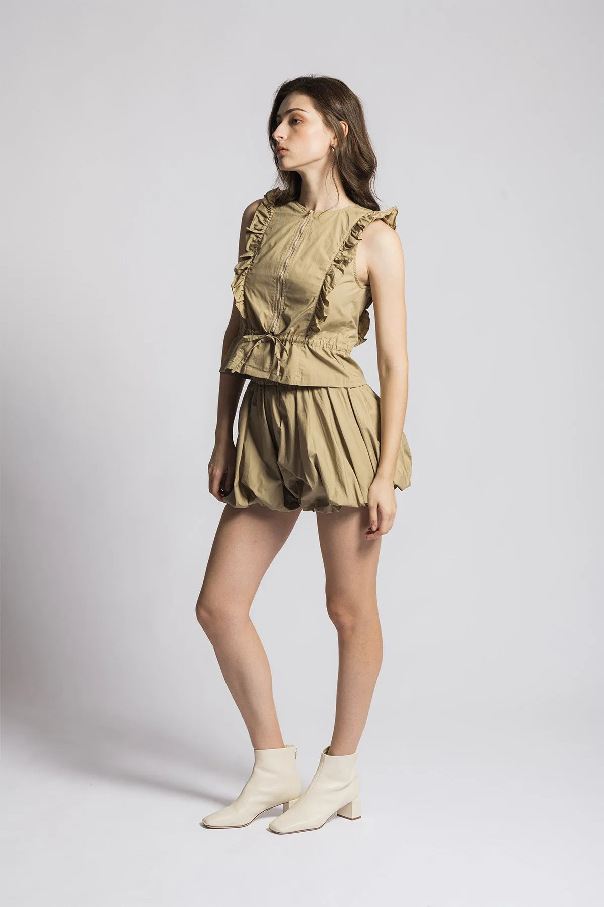 Caryleen Ruffled Peplum Self-Tie Tank Top and Shorts Set