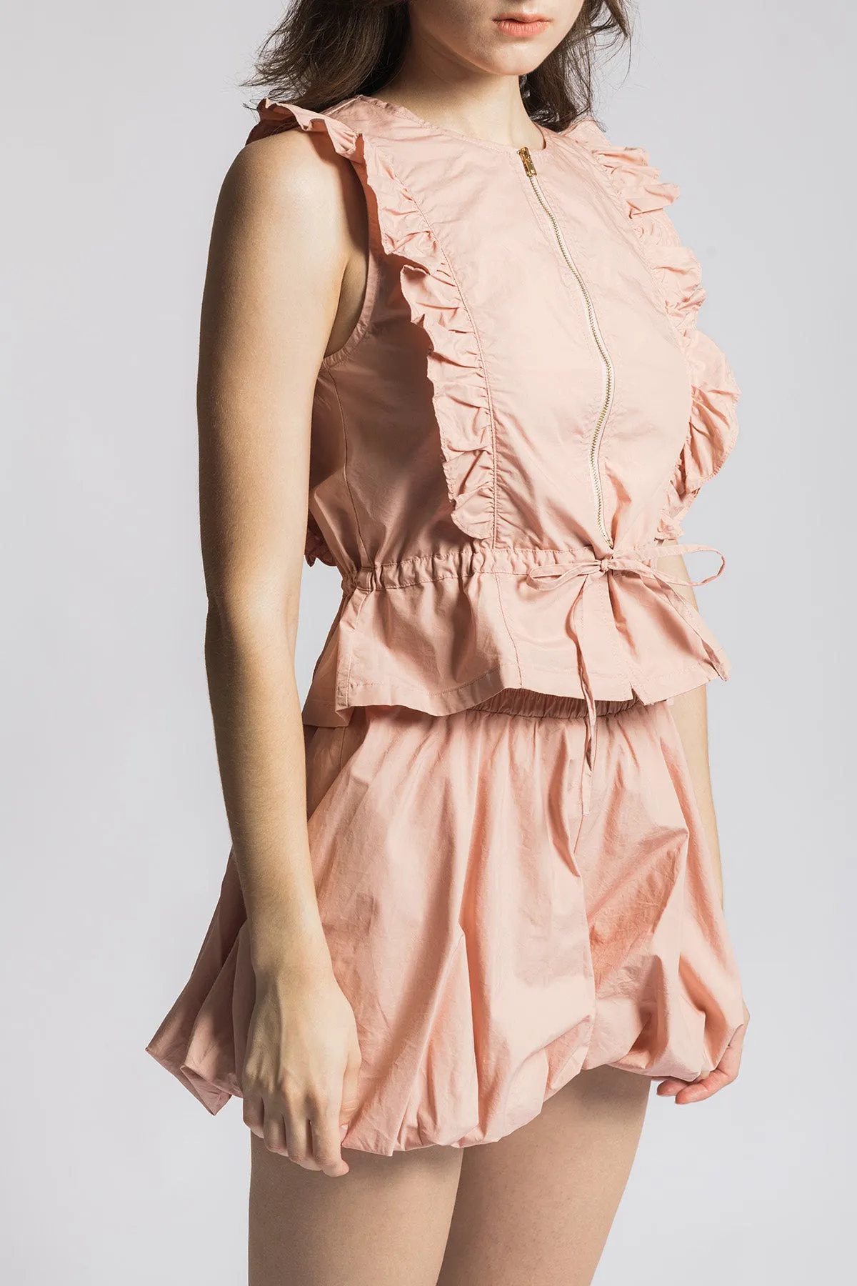 Caryleen Ruffled Peplum Self-Tie Tank Top and Shorts Set