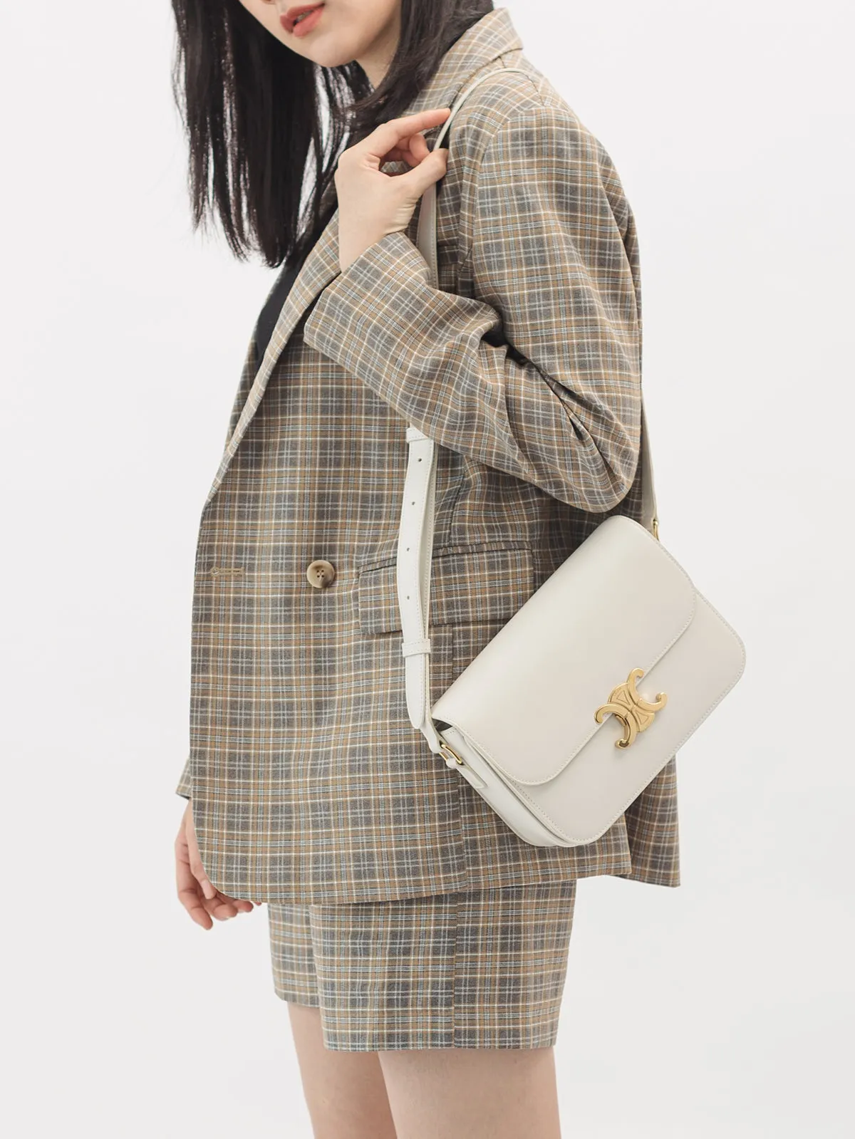 Checkered Double Breasted Blazer