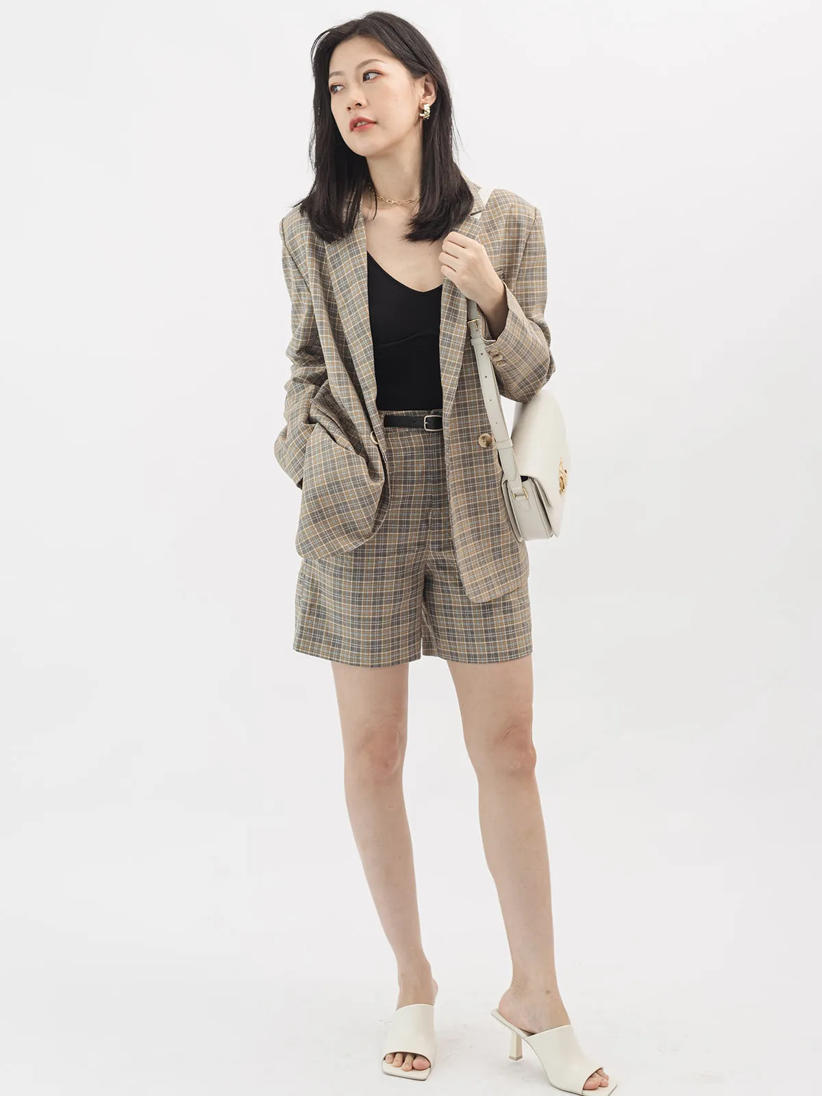 Checkered Double Breasted Blazer