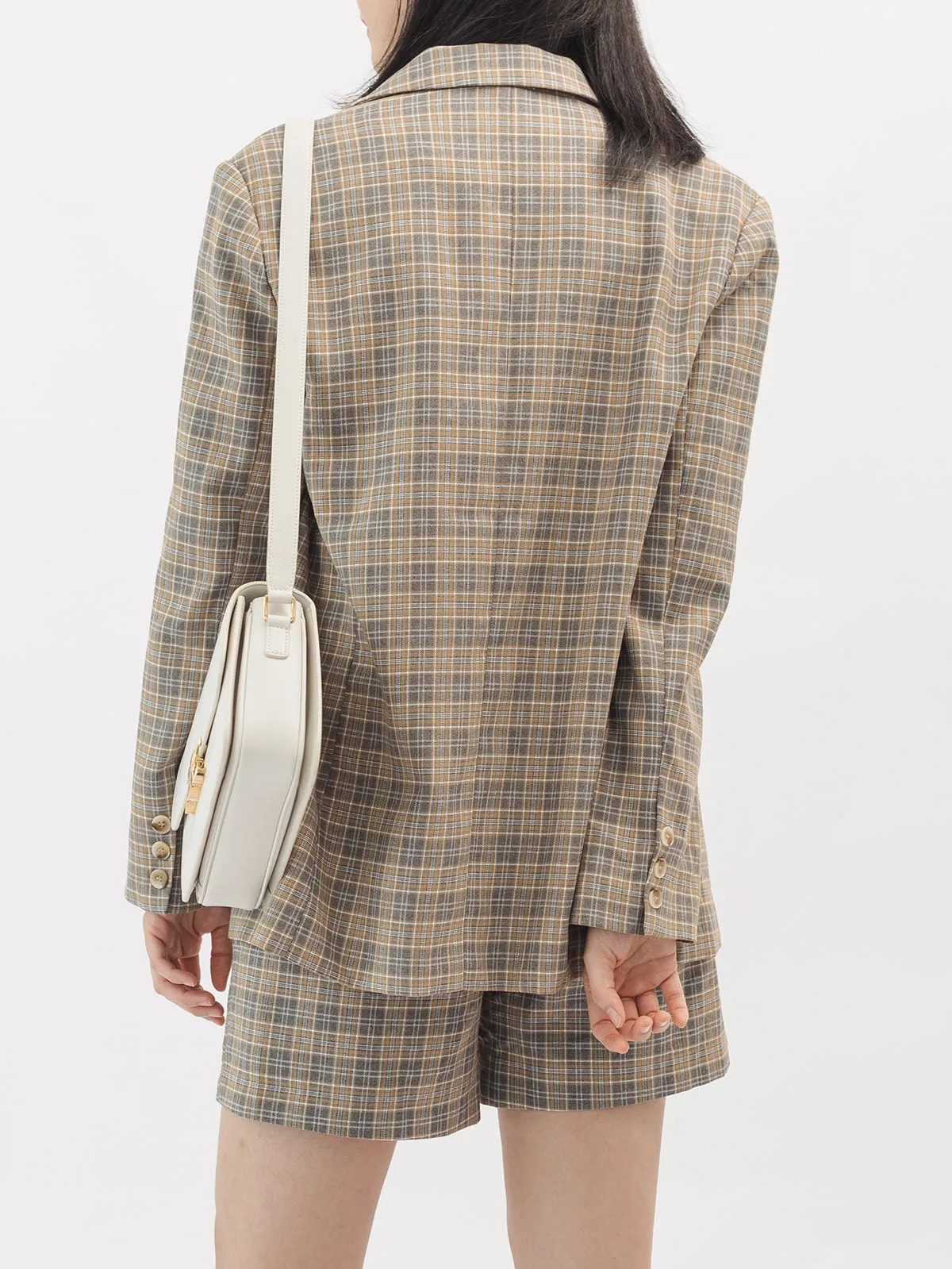 Checkered Double Breasted Blazer