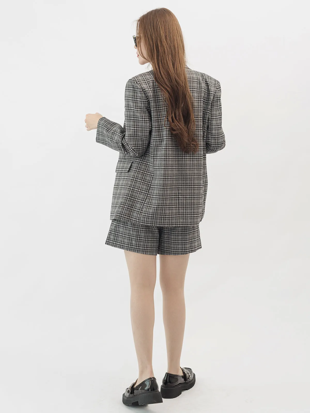 Checkered Double Breasted Blazer