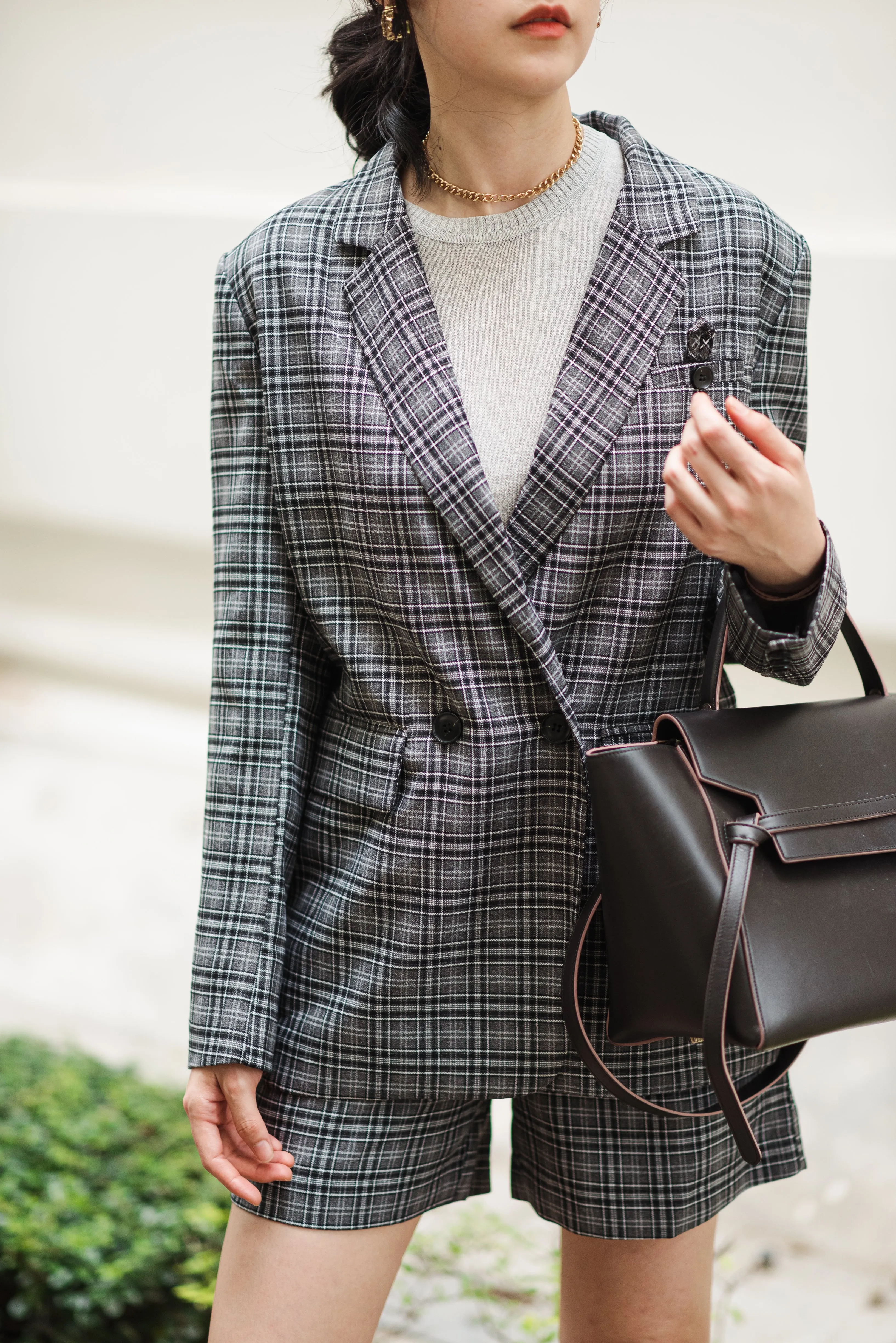 Checkered Double Breasted Blazer