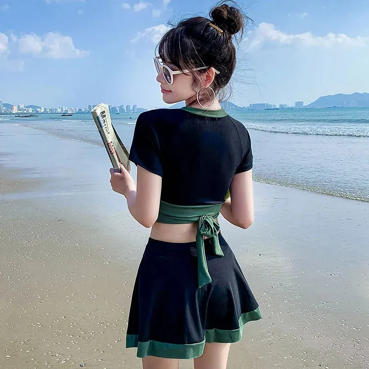 Chic High Waist Colorblock Swimwear