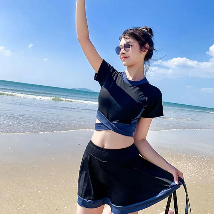 Chic High Waist Colorblock Swimwear
