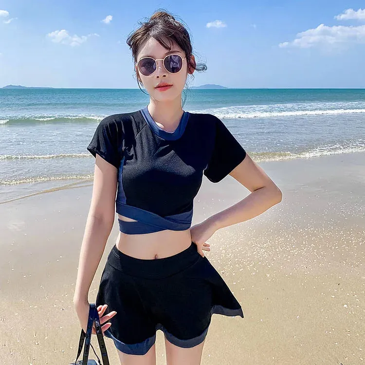 Chic High Waist Colorblock Swimwear