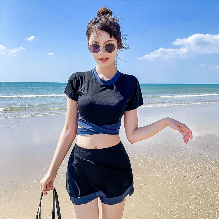Chic High Waist Colorblock Swimwear