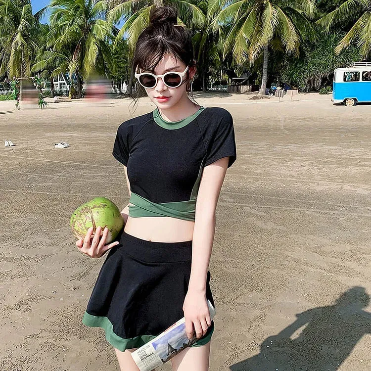 Chic High Waist Colorblock Swimwear