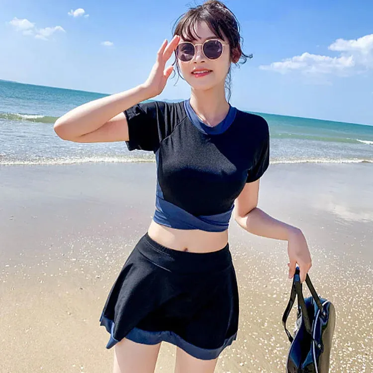 Chic High Waist Colorblock Swimwear