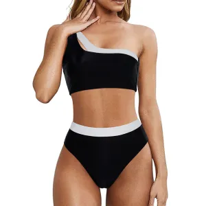 Chic Single Shoulder High-Waisted Bikini Swimsuit