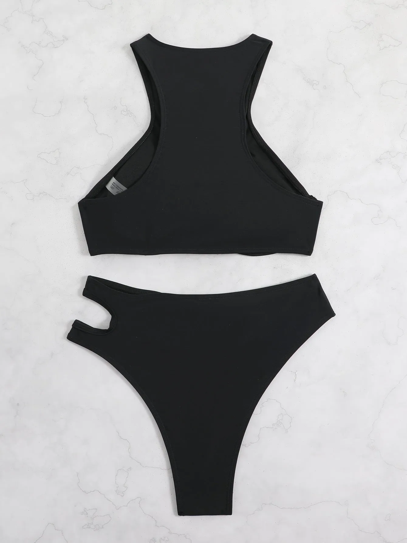 Chic Solid Color Two-Piece Bikini Swimsuit