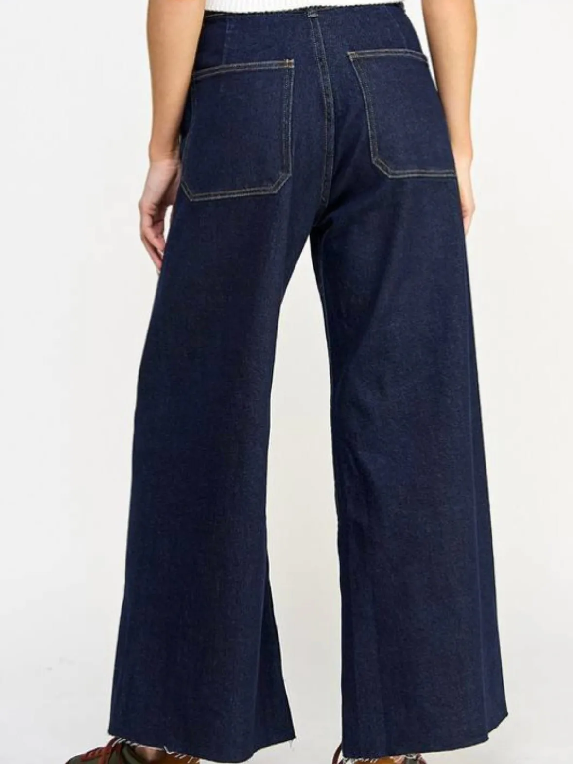 Dark blue jeans wide legs pants