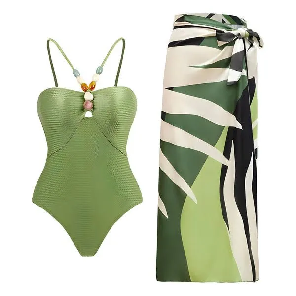 Dippin Beaded Bikini With Sarong Set