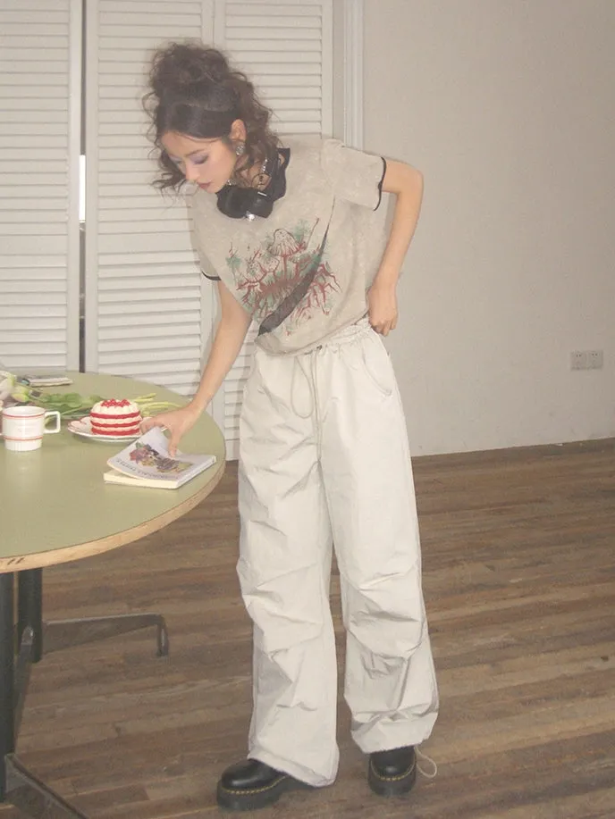 Drawstring Straight Loose Casual Cargo-Pants