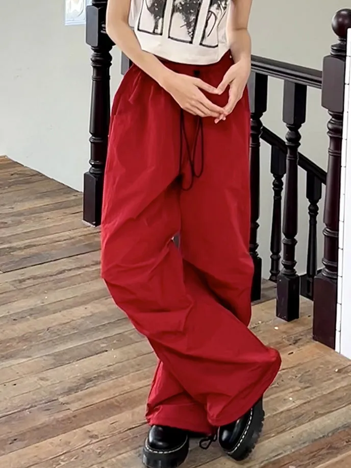 Drawstring Straight Loose Casual Cargo-Pants