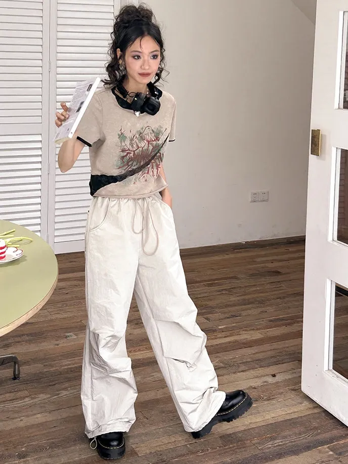 Drawstring Straight Loose Casual Cargo-Pants