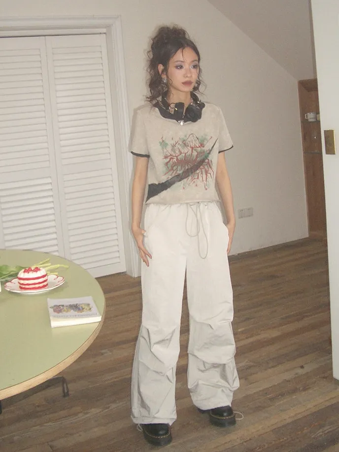 Drawstring Straight Loose Casual Cargo-Pants