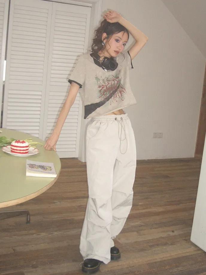 Drawstring Straight Loose Casual Cargo-Pants