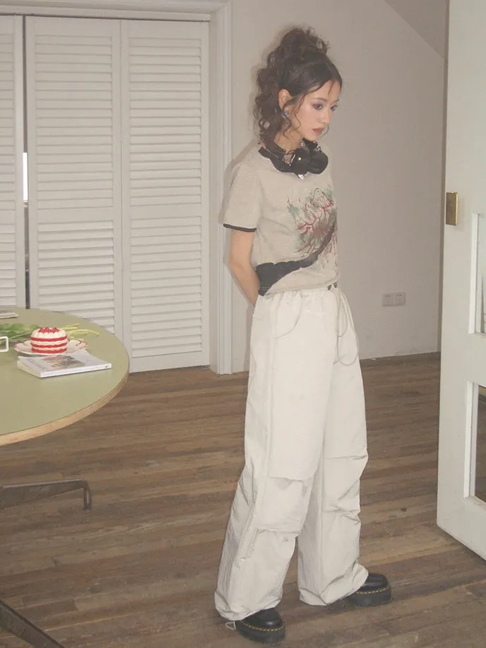 Drawstring Straight Loose Casual Cargo-Pants