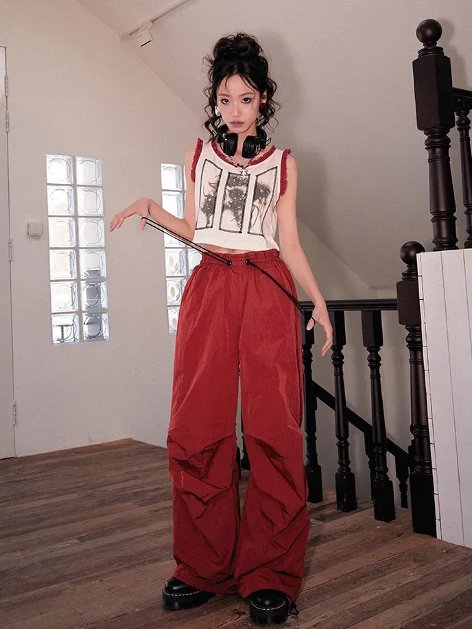 Drawstring Straight Loose Casual Cargo-Pants