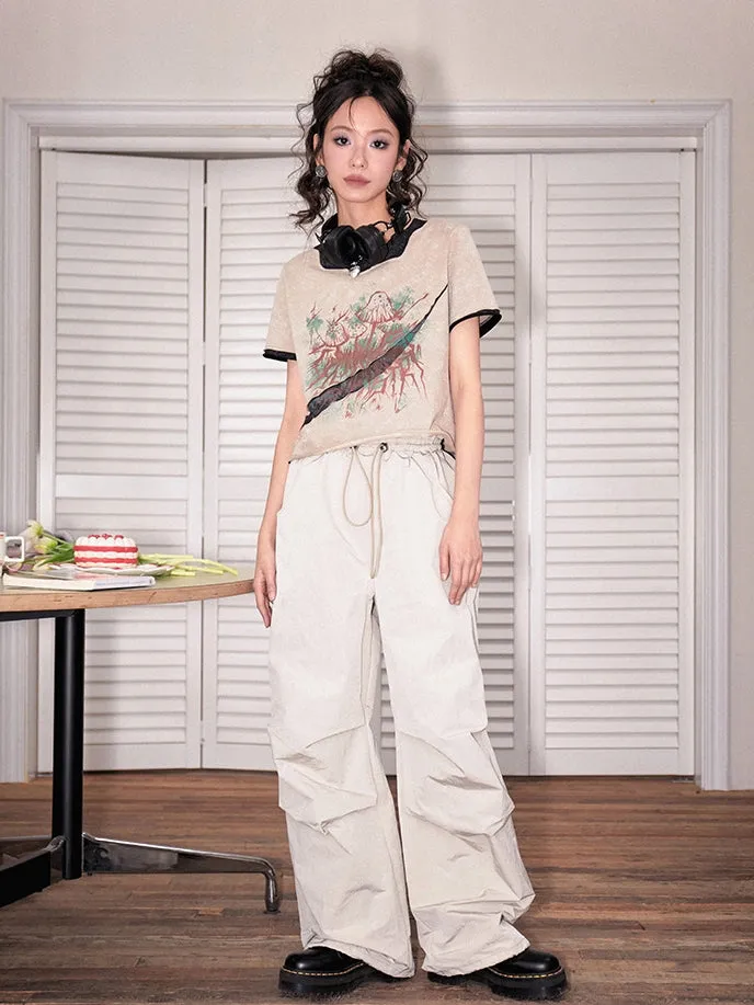 Drawstring Straight Loose Casual Cargo-Pants
