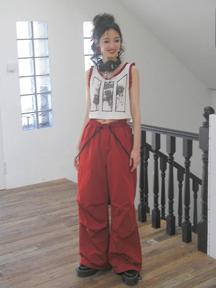 Drawstring Straight Loose Casual Cargo-Pants