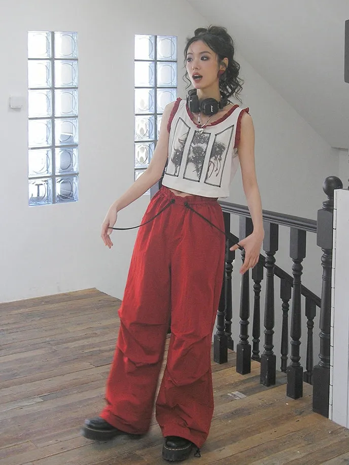 Drawstring Straight Loose Casual Cargo-Pants