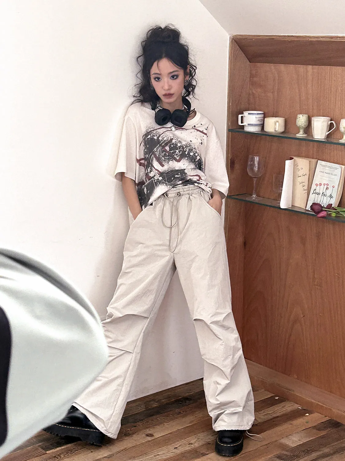 Drawstring Straight Loose Casual Cargo-Pants