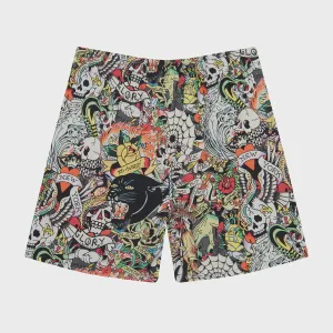 Ed Hardy Tattoo Collage Print Shorts - Multi