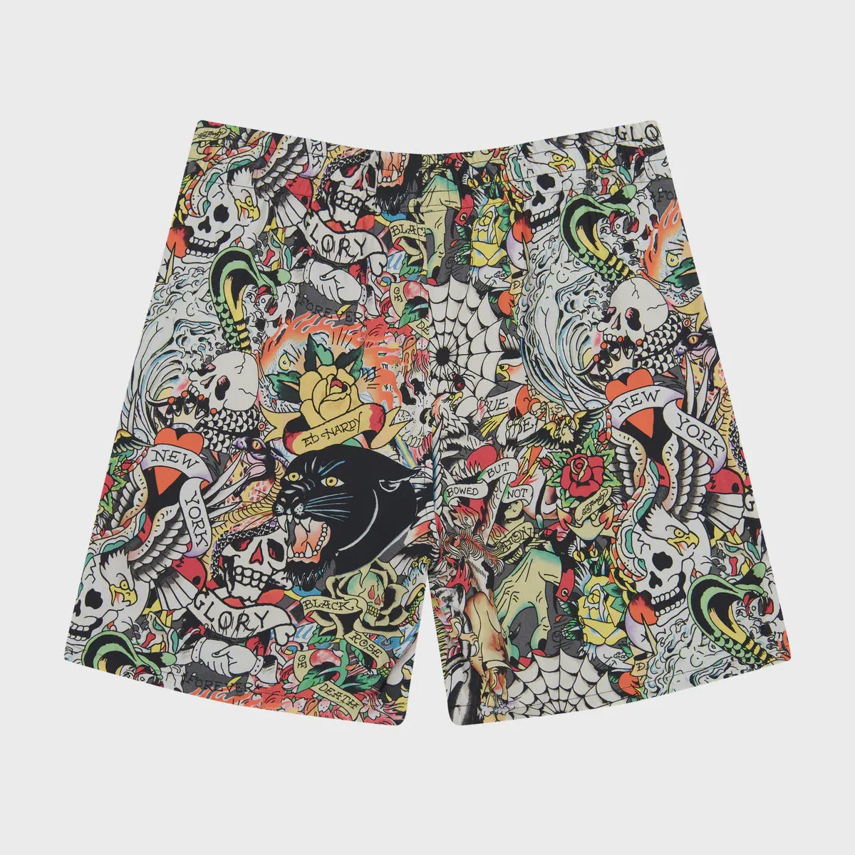 Ed Hardy Tattoo Collage Print Shorts - Multi