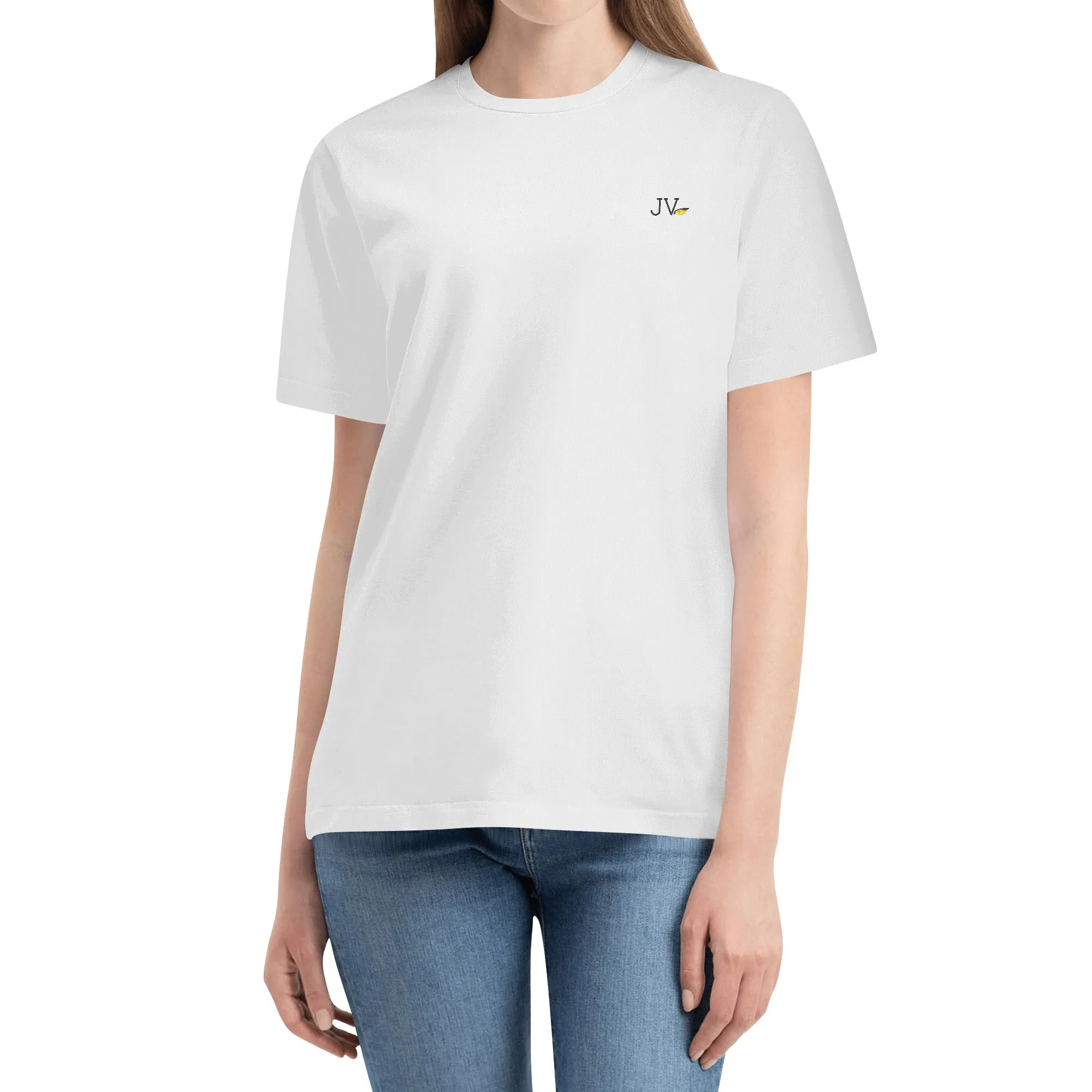 Embroidered Womens Cotton T shirt (Chest Design)
