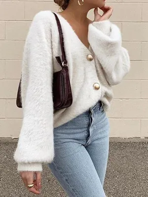 Fashion Casual Solid Color Long-sleeved Button Top