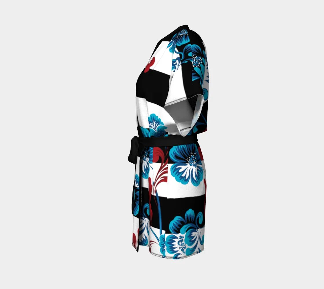 Floral Striped Kimono Robe